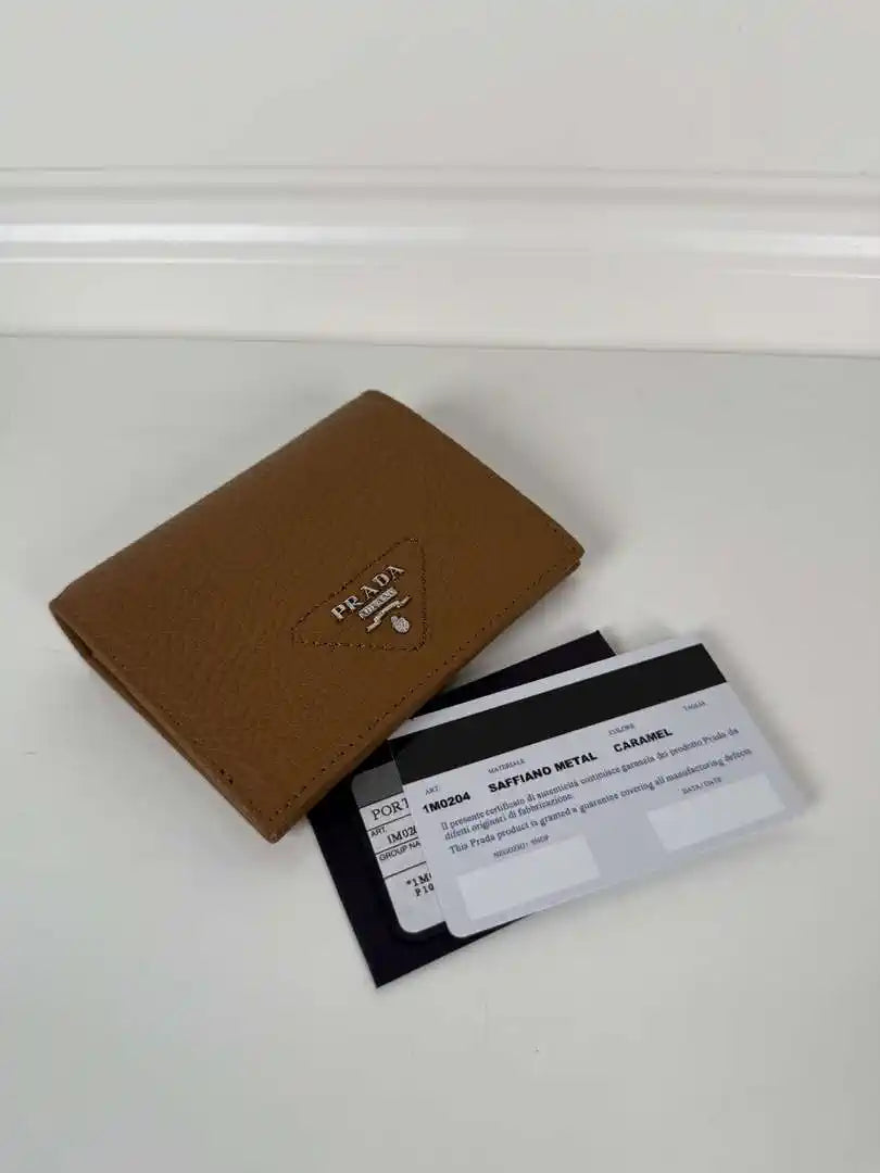 Prada 1MV204 Small Saffiano Leather Wallet Gold Brown