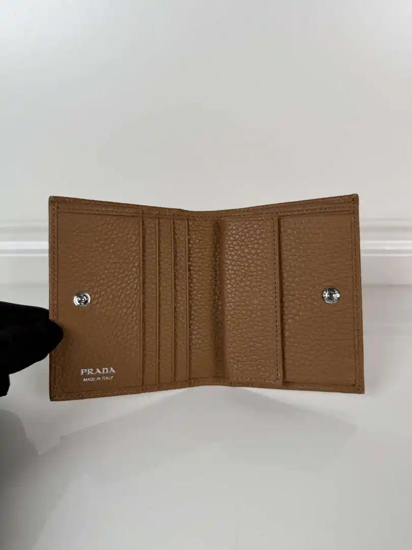 Prada 1MV204 Small Saffiano Leather Wallet Gold Brown