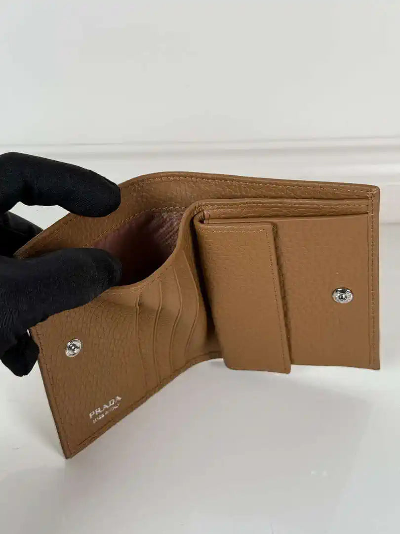 Prada 1MV204 Small Saffiano Leather Wallet Gold Brown