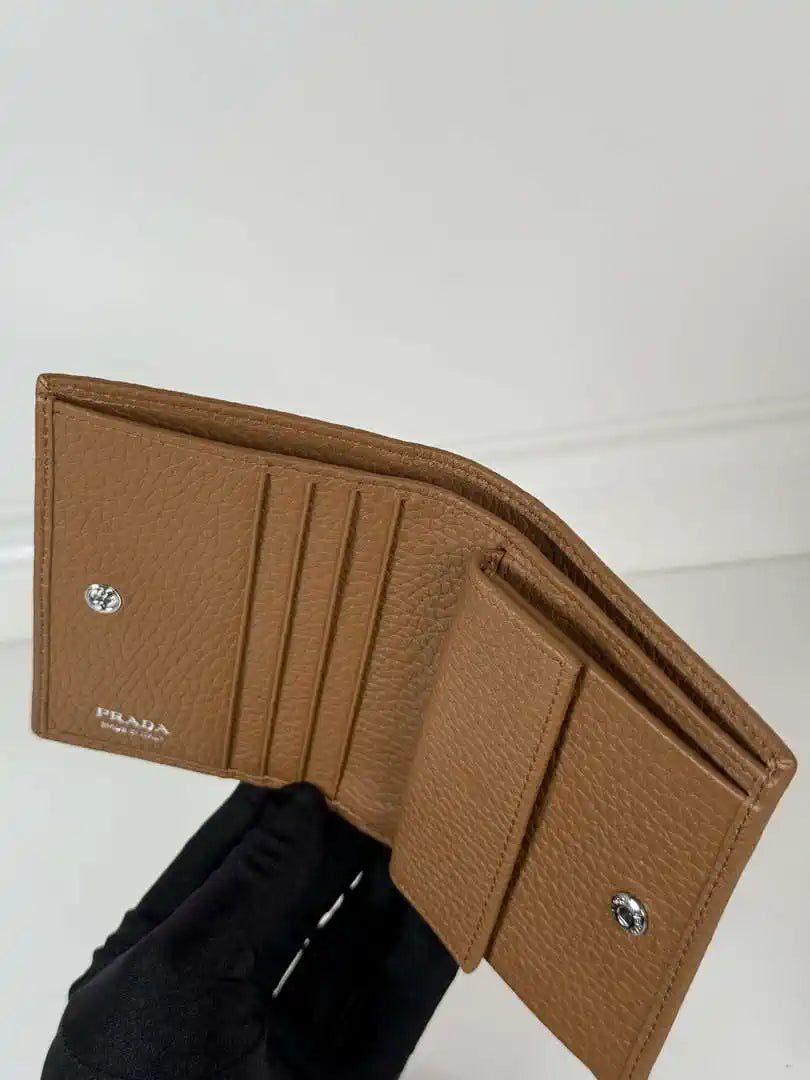 Prada 1MV204 Small Saffiano Leather Wallet Gold Brown