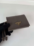 Prada 1MV204 Small shiny Leather Wallet Gray