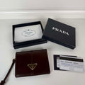 Prada 1MV204 Small shiny Leather Wallet Wine Red