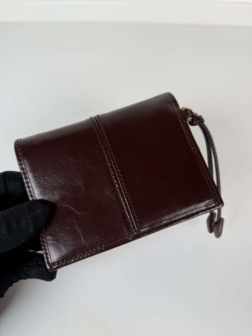 Prada 1MV204 Small shiny Leather Wallet Wine Red