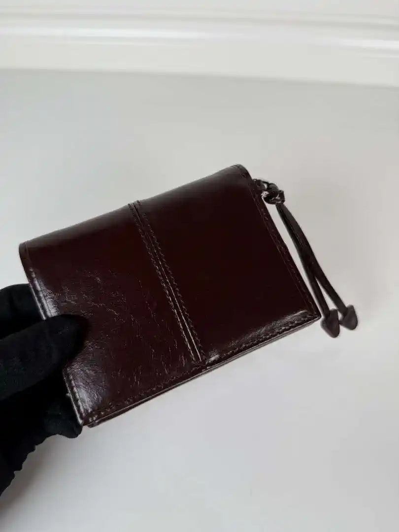 Prada 1MV204 Small shiny Leather Wallet Wine Red