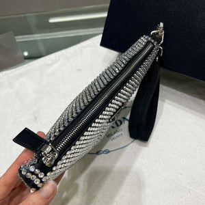 Prada 1NE039 Crystal-studded satin pouch Black - Default Title - View 4