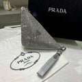 Prada 1NE039 Crystal-studded satin pouch Gray - Default Title - View 1