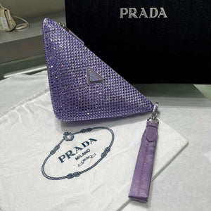 Prada 1NE039 Crystal-studded satin pouch Purple - Default Title - View 1