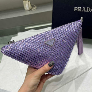 Prada 1NE039 Crystal-studded satin pouch Purple - Default Title - View 4