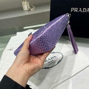 Prada 1NE039 Crystal-studded satin pouch Purple - Default Title - View 5