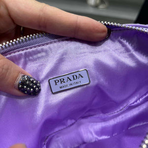Prada 1NE039 Crystal-studded satin pouch Purple - Default Title - View 9