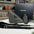 Prada 1NE190 Crystal-studded satin pouch Black - Default Title - View 1