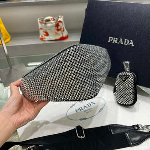 Prada 1NE190 Crystal-studded satin pouch Black - Default Title - View 4