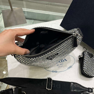 Prada 1NE190 Crystal-studded satin pouch Black - Default Title - View 7