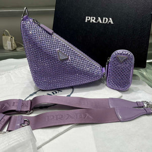 Prada 1NE190 Crystal-studded satin pouch Purple - Default Title - View 1