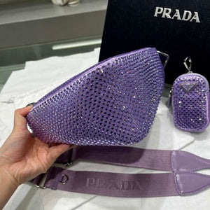 Prada 1NE190 Crystal-studded satin pouch Purple - Default Title - View 4