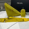 Prada 1NE190 Crystal-studded satin pouch Yellow - Default Title - View 1