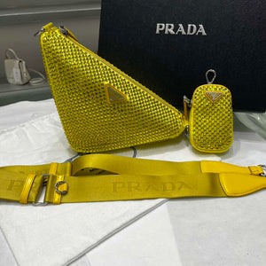 Prada 1NE190 Crystal-studded satin pouch Yellow - Default Title - View 1