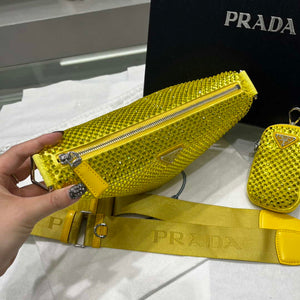 Prada 1NE190 Crystal-studded satin pouch Yellow - Default Title - View 2
