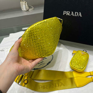 Prada 1NE190 Crystal-studded satin pouch Yellow - Default Title - View 4