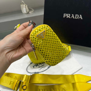 Prada 1NE190 Crystal-studded satin pouch Yellow - Default Title - View 6