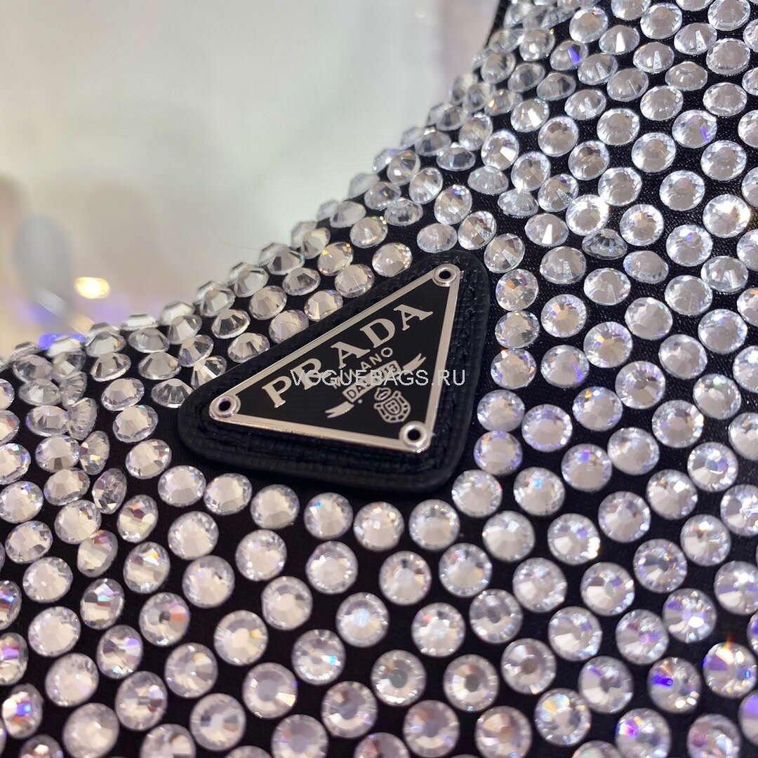 Prada 1NE515 Prada Hobo Diamond Mini Shoulder Bag Sliver - luxibagsmall