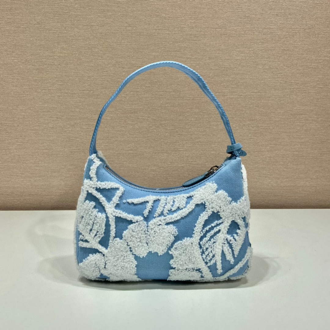 Prada 1NE515 Re-Edition 2000 embroidered drill mini bag blue white - Default Title - View 4