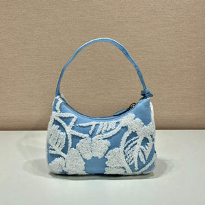 Prada 1NE515 Re-Edition 2000 embroidered drill mini bag blue white - Default Title - View 4