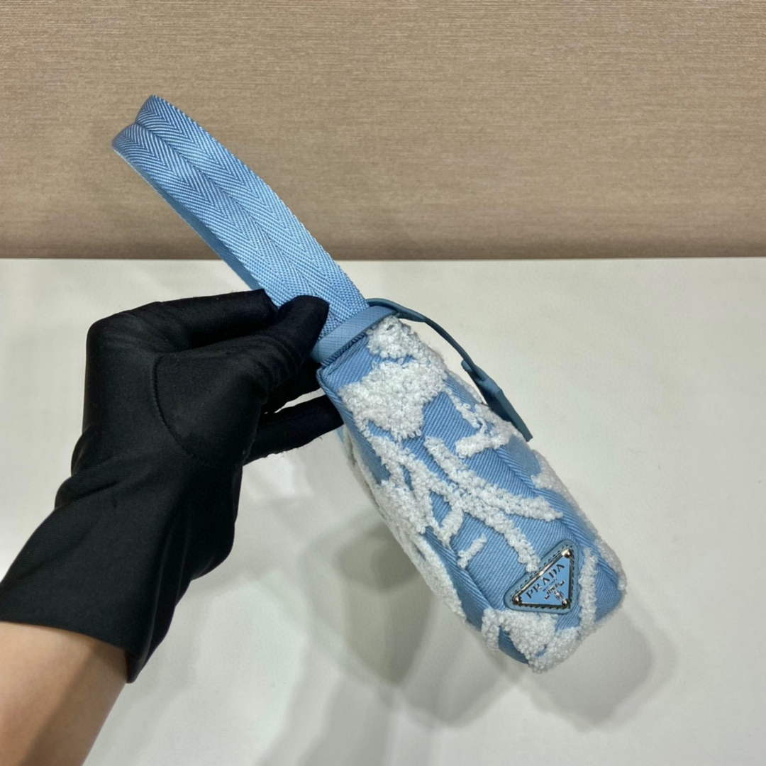 Prada 1NE515 Re-Edition 2000 embroidered drill mini bag blue white - Default Title - View 6