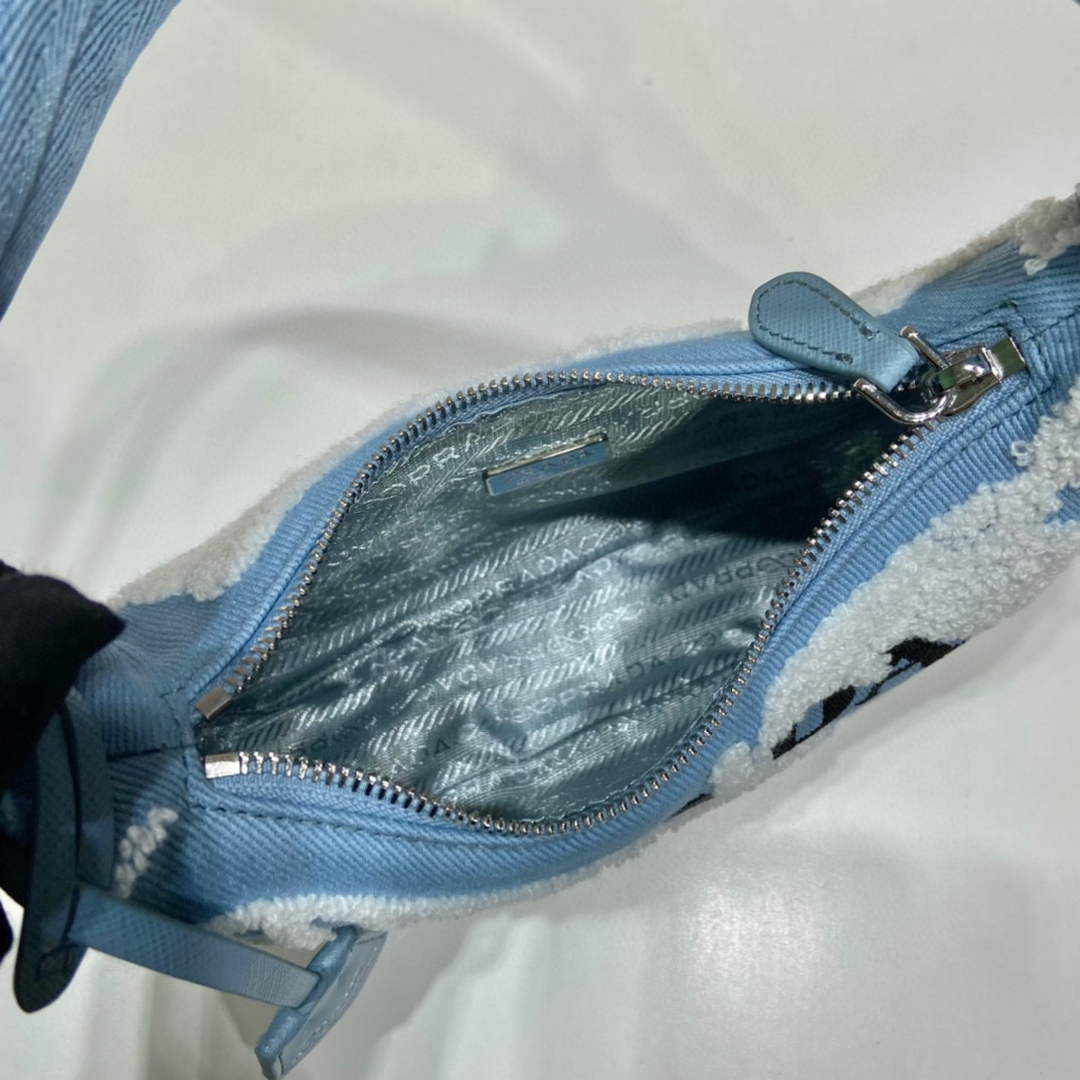 Prada 1NE515 Re-Edition 2000 embroidered drill mini bag blue white - Default Title - View 9