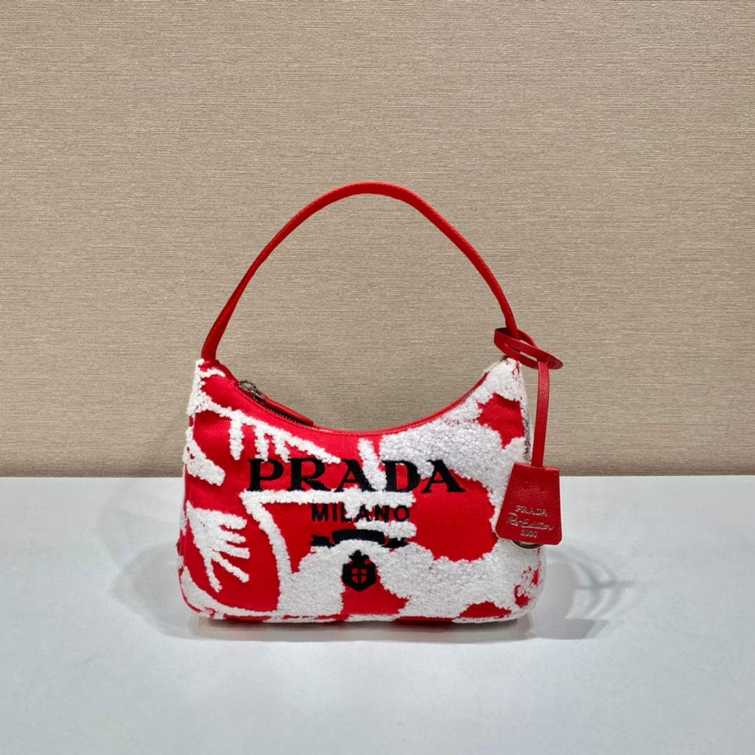 Prada 1NE515 Re-Edition 2000 embroidered drill mini bag Red white - Default Title - View 1