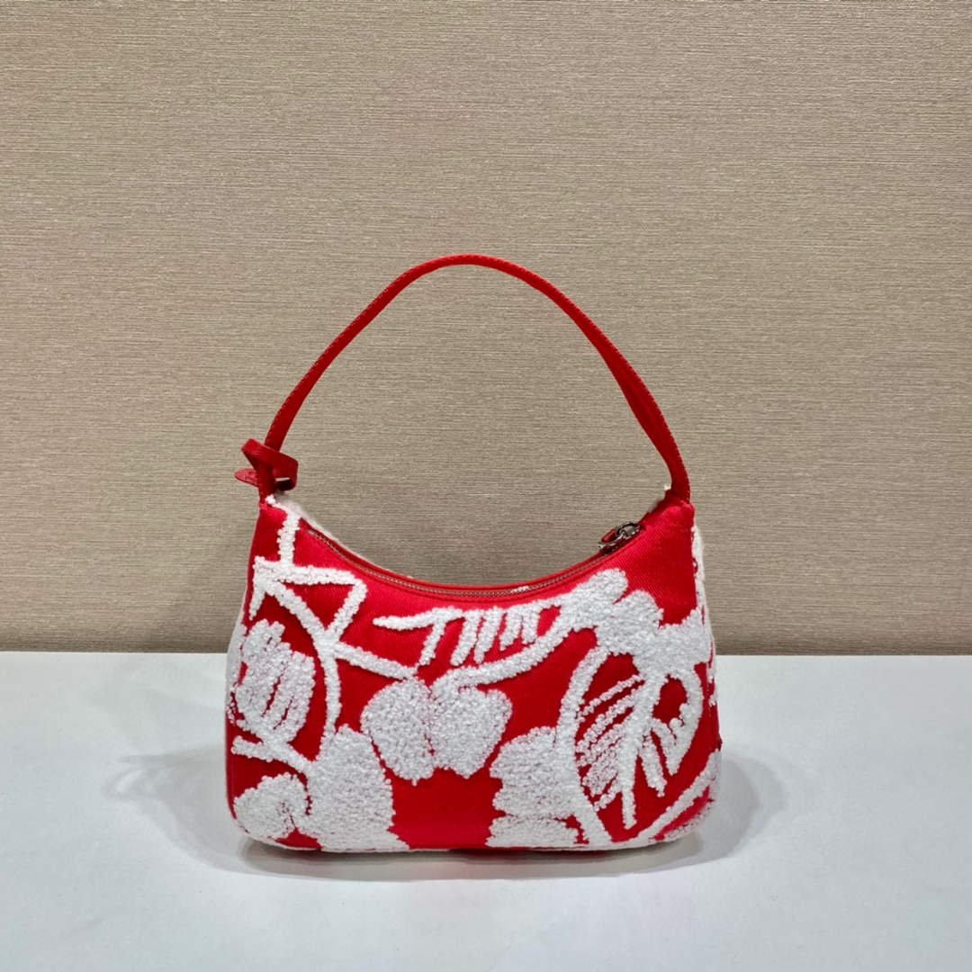 Prada 1NE515 Re-Edition 2000 embroidered drill mini bag Red white