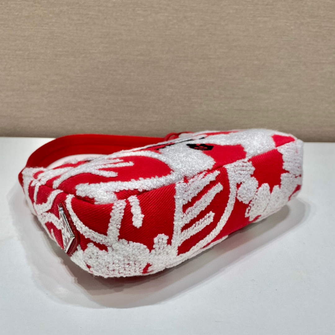 Prada 1NE515 Re-Edition 2000 embroidered drill mini bag Red white - Default Title - View 7