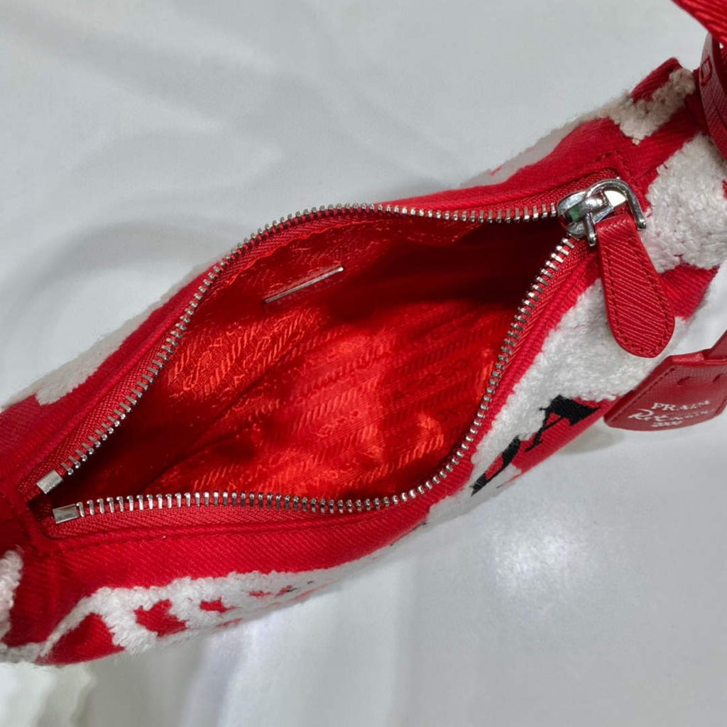 Prada 1NE515 Re-Edition 2000 embroidered drill mini bag Red white