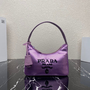 Prada 1NE515 Re-Edition 2000 sequined Re-Nylon mini-bag Purple - Default Title - View 1