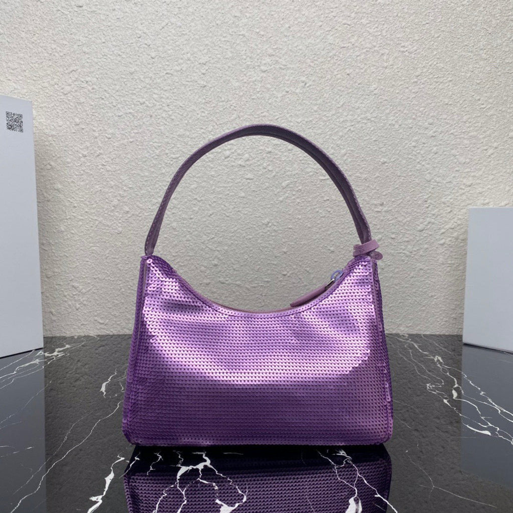 Prada 1NE515 Re-Edition 2000 sequined Re-Nylon mini-bag Purple