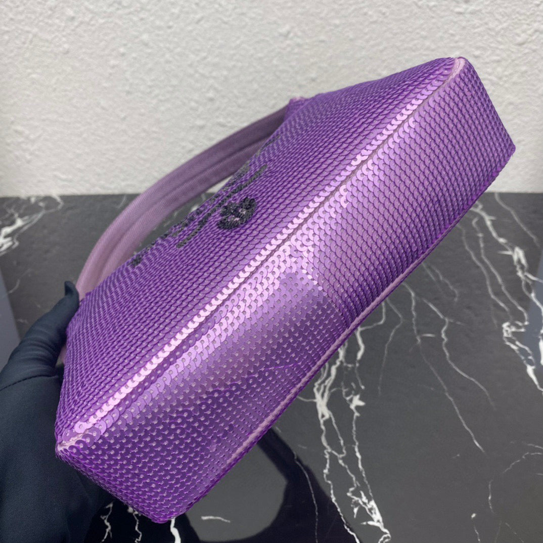 Prada 1NE515 Re-Edition 2000 sequined Re-Nylon mini-bag Purple