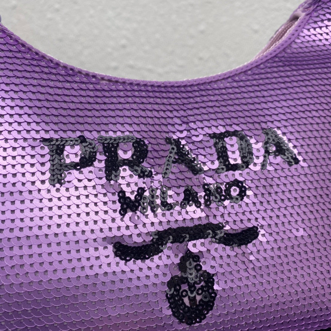 Prada 1NE515 Re-Edition 2000 sequined Re-Nylon mini-bag Purple - Default Title - View 5