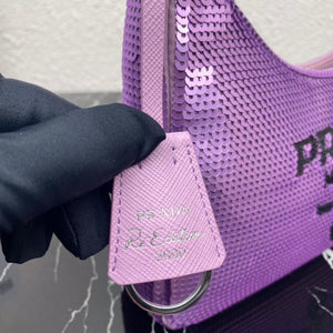 Prada 1NE515 Re-Edition 2000 sequined Re-Nylon mini-bag Purple - Default Title - View 6