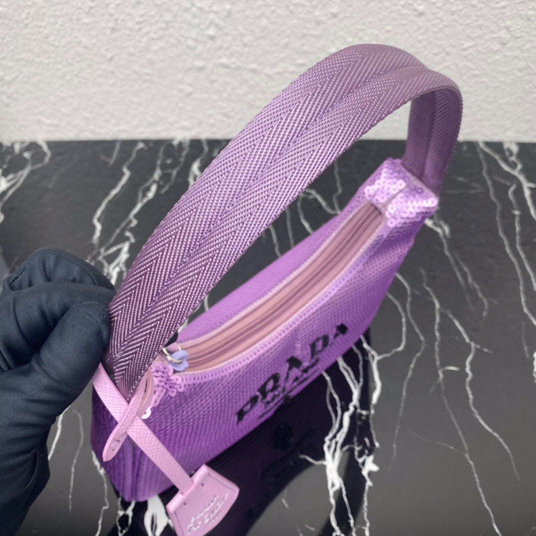 Prada 1NE515 Re-Edition 2000 sequined Re-Nylon mini-bag Purple