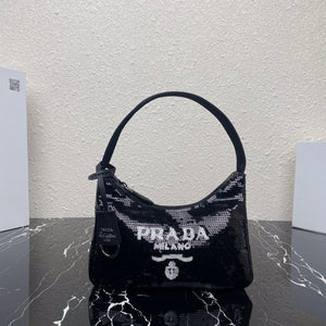 Prada 1NE515 Re-Edition 2000 sequined Re-Nylon mini-bag Black - Default Title - View 1