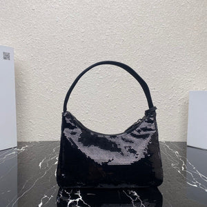 Prada 1NE515 Re-Edition 2000 sequined Re-Nylon mini-bag Black - Default Title - View 2