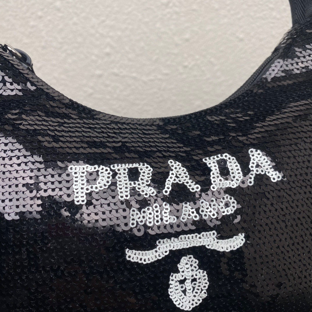 Prada 1NE515 Re-Edition 2000 sequined Re-Nylon mini-bag Black