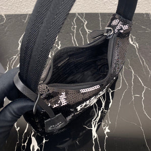 Prada 1NE515 Re-Edition 2000 sequined Re-Nylon mini-bag Black - Default Title - View 8