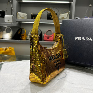 Prada 1NE515 Re-Edition 2000 sequined Re-Nylon mini-bag Gold - Default Title - View 2