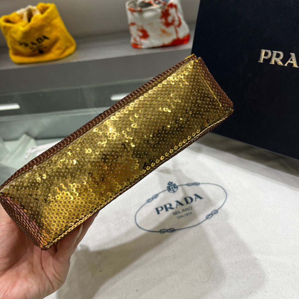 Prada 1NE515 Re-Edition 2000 sequined Re-Nylon mini-bag Gold