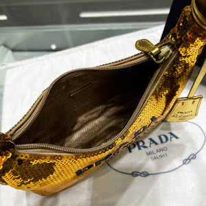 Prada 1NE515 Re-Edition 2000 sequined Re-Nylon mini-bag Gold - Default Title - View 8