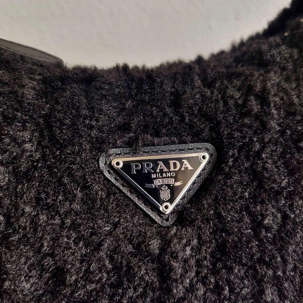 Prada 1NE515 Re Edition 2000  Shearling Mini Bag Black - luxibagsmall