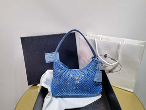 Prada 1NE515 Satin mini-bag with artificial crystals Blue - Default Title - View 2