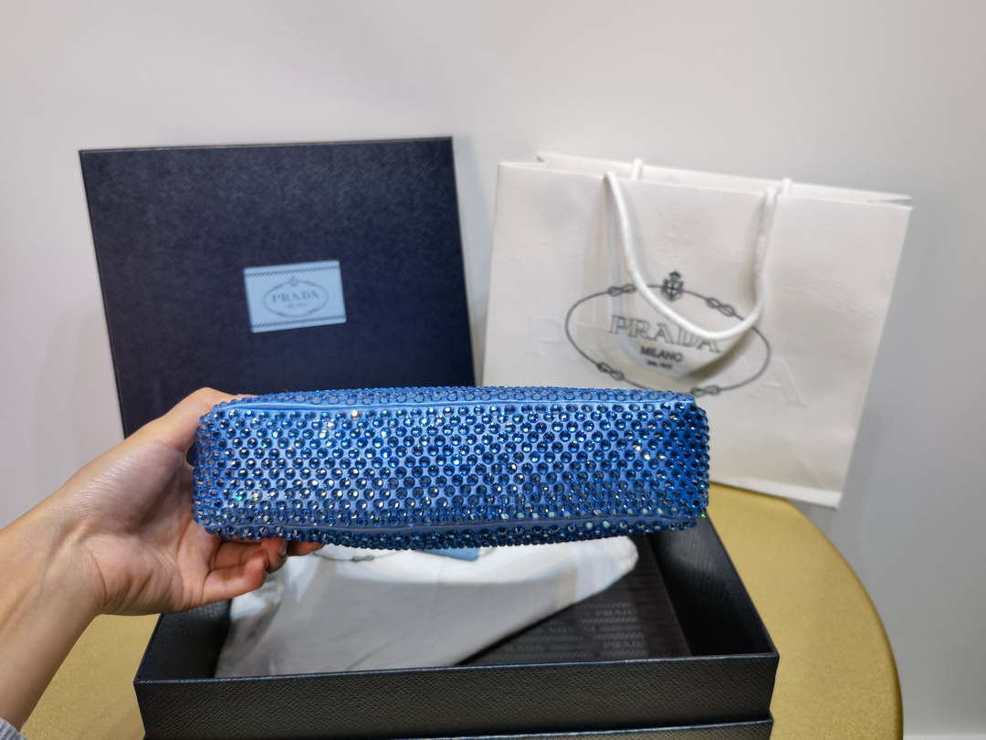 Prada 1NE515 Satin mini-bag with artificial crystals Blue - Default Title - View 5
