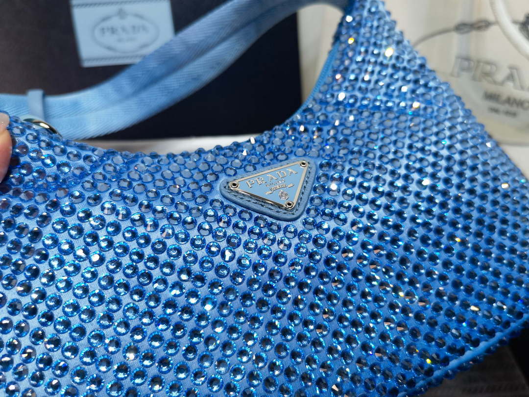 Prada 1NE515 Satin mini-bag with artificial crystals Blue - Default Title - View 7